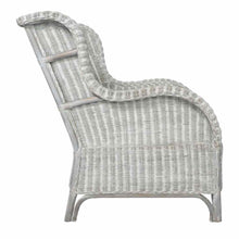 Charger l&#39;image dans la galerie, Poltrona con Cuscino Grigio in Rattan Naturale e Lino
