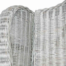 Charger l&#39;image dans la galerie, Poltrona con Cuscino Grigio in Rattan Naturale e Lino