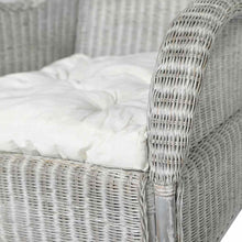 Charger l&#39;image dans la galerie, Poltrona con Cuscino Grigio in Rattan Naturale e Lino
