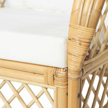 Charger l&#39;image dans la galerie, Poltrona con Cuscino in Rattan Naturale e Lino