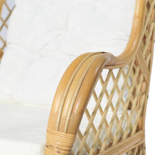 Charger l&#39;image dans la galerie, Poltrona con Cuscino in Rattan Naturale e Lino