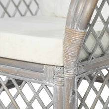 Charger l&#39;image dans la galerie, Poltrona con Cuscino Grigio in Rattan Naturale e Lino