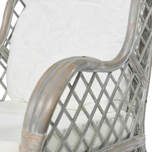 Charger l&#39;image dans la galerie, Poltrona con Cuscino Grigio in Rattan Naturale e Lino