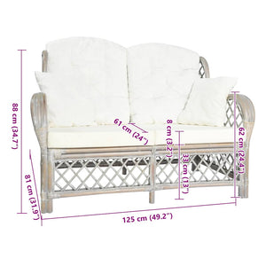 Divano a 2 Posti in Rattan Grigio