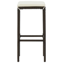 Laden Sie das Bild in den Galerie-Viewer, Sgabelli da Bar con Cuscini 3 pz Marroni in Polyrattan da esterni