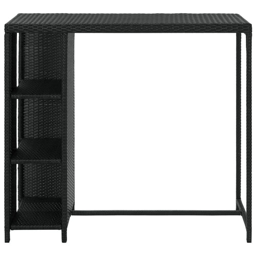 Tavolo Bar con Ripiani Nero 120x60x110 cm in Polyrattan per esterni