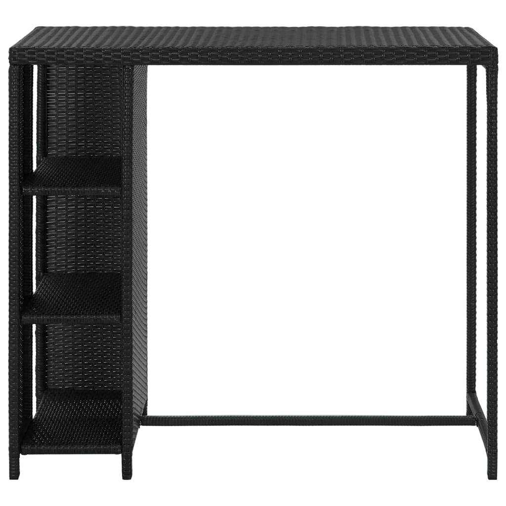 Tavolo Bar con Ripiani Nero 120x60x110 cm in Polyrattan per esterni