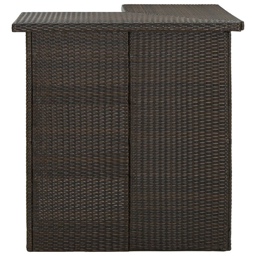 Tavolo Bar ad Angolo Marrone 100x50x105 cm in Polyrattan da esterni
