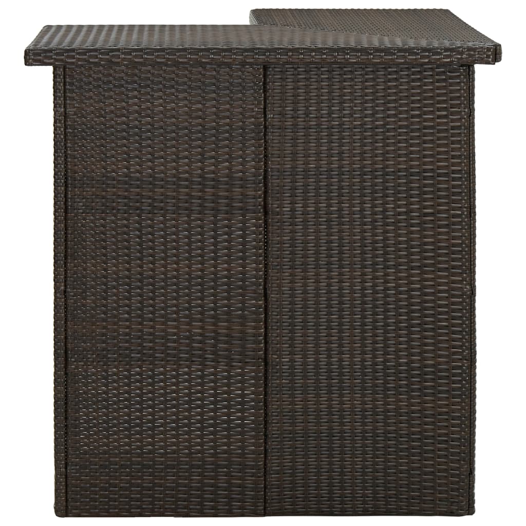 Tavolo Bar ad Angolo Marrone 100x50x105 cm in Polyrattan da esterni