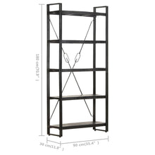 Carica l&#39;immagine nel visualizzatore di Gallery, Libreria a 5 Ripiani 90x30x180 cm Nero Legno Massello di Mango