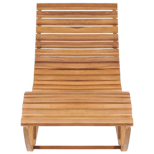 Lettino Prendisole a Dondolo con Cuscino Verde in Massello di Teak