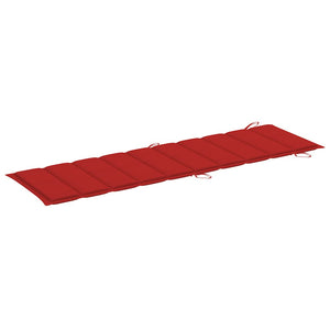 Lettino Prendisole a Dondolo con Cuscino Rosso in Massello di Teak