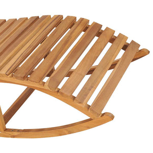 Lettino Prendisole a Dondolo con Cuscino Rosso Vino in Massello di Teak
