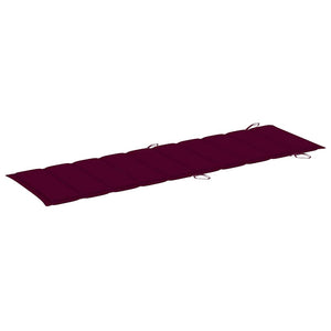 Lettino Prendisole a Dondolo con Cuscino Rosso Vino in Massello di Teak