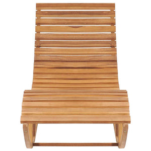Lettino Prendisole a Dondolo con Cuscino Grigio Scozzese in Massello di Teak