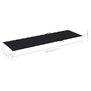 Lettino da Giardino + Tavolino con Cuscino Nero in Pino Impregnato
