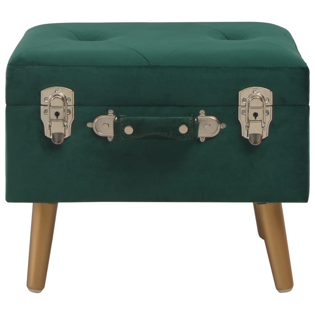 Pouf con Vano Contenitore 40 cm in Velluto Verde