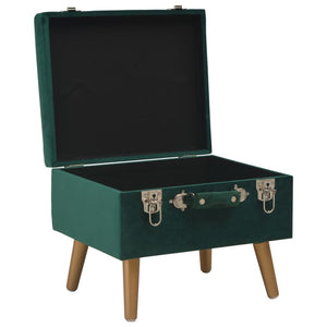 Pouf con Vano Contenitore 40 cm in Velluto Verde