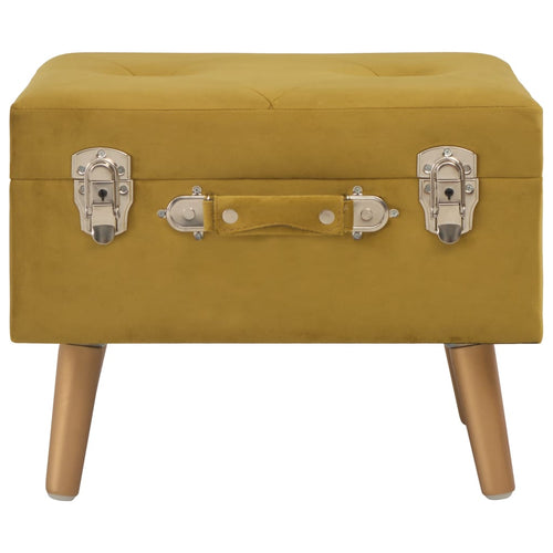 Pouf con Vano Contenitore 40 cm in Velluto Giallo Senape