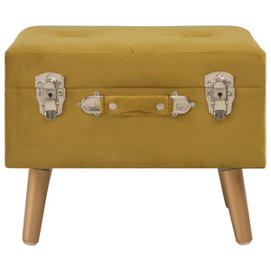 Pouf con Vano Contenitore 40 cm in Velluto Giallo Senape