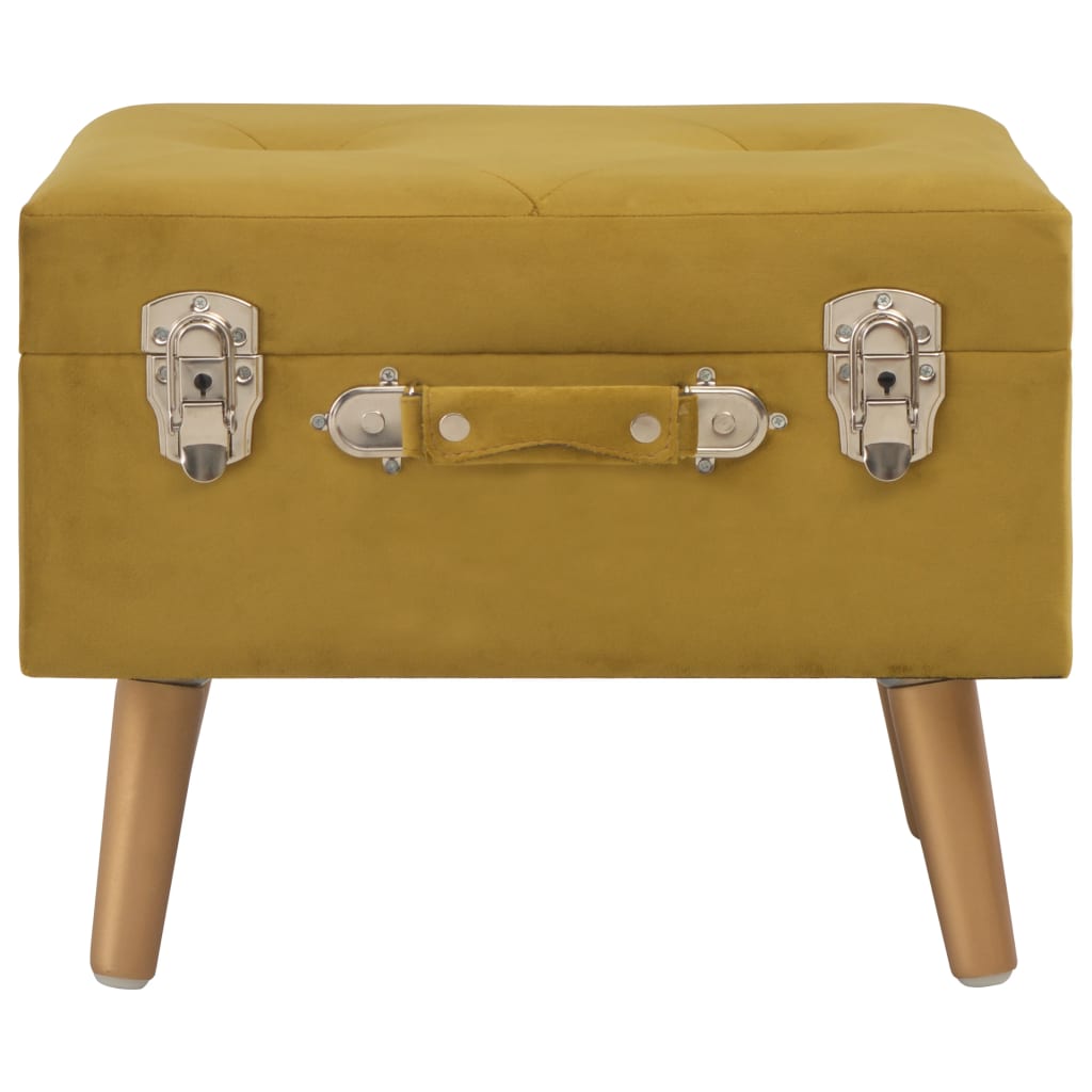Pouf con Vano Contenitore 40 cm in Velluto Giallo Senape