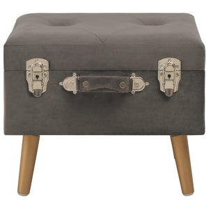 Pouf con Vano Contenitore 40 cm in Velluto Grigio
