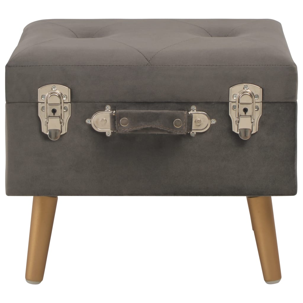 Pouf con Vano Contenitore 40 cm in Velluto Grigio