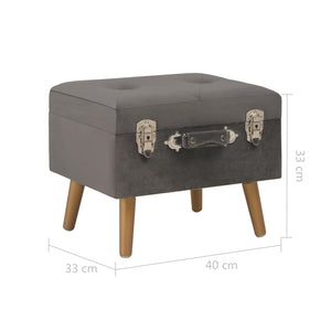 Pouf con Vano Contenitore 40 cm in Velluto Grigio