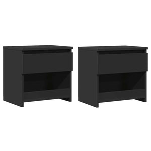 Comodini 2 pz Neri 40x30x39 cm in Legno Multistrato