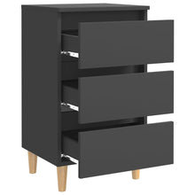 Load image into Gallery viewer, Comodini con Gambe in Legno Massello 2pz Grigi 40x35x69 cm