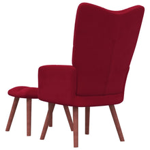 Carica l&#39;immagine nel visualizzatore di Gallery, Poltroncina Relax con Pouf Poggiapiedi Rosso Vino in Velluto