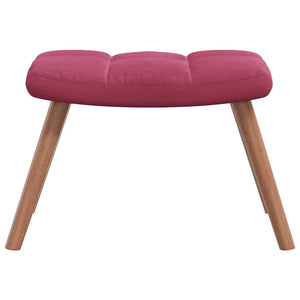 Poltroncina Relax con Pouf Poggiapiedi Rosso Vino in Velluto