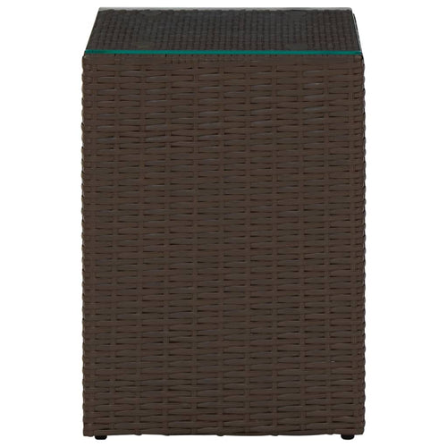 Tavolino  in Vetro Marrone 35x35x52 cm Polyrattan per esterni