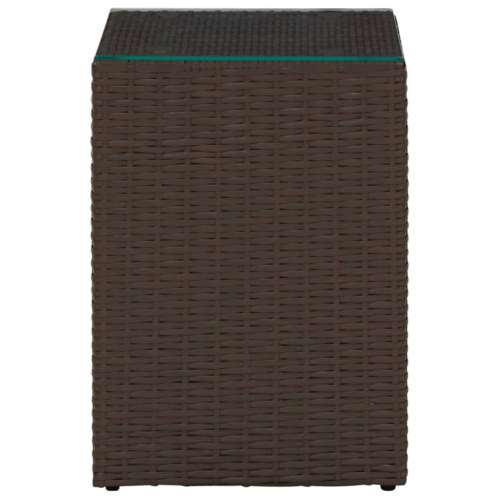 Tavolino  in Vetro Marrone 35x35x52 cm Polyrattan per esterni