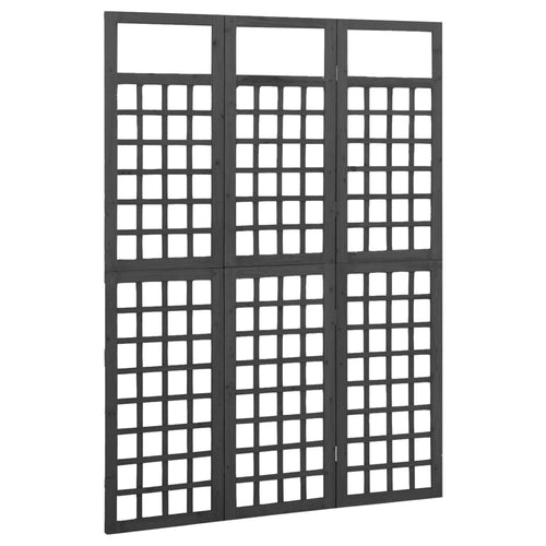 Separè 3 Pannelli in Legno di Abete Nero 121x180 cm