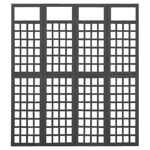 Separè 4 Pannelli in Legno Massello di Abete Nero 161x180 cm