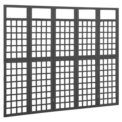 Separè 5 Pannelli in Legno Massello di Abete Nero 161x180 cm