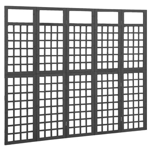 Separè 5 Pannelli in Legno Massello di Abete Nero 161x180 cm