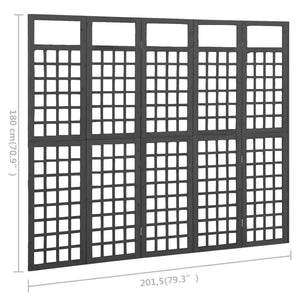 Separè 5 Pannelli in Legno Massello di Abete Nero 161x180 cm