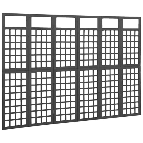 Separè 6 Pannelli in Legno di Abete Nero 242,5x180 cm