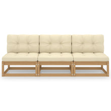 Carica l&#39;immagine nel visualizzatore di Gallery, Divano a 3 Posti da Giardino con Cuscini Crema Legno Massello di Pino