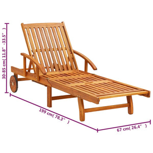 Set 2 pz Lettino Prendisole con Cuscini Azzurri in Legno Massello di Acacia