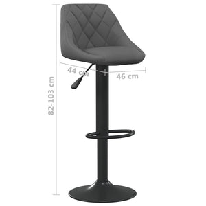 Sedie da Bar 2 pz Grigio Scuro in Velluto