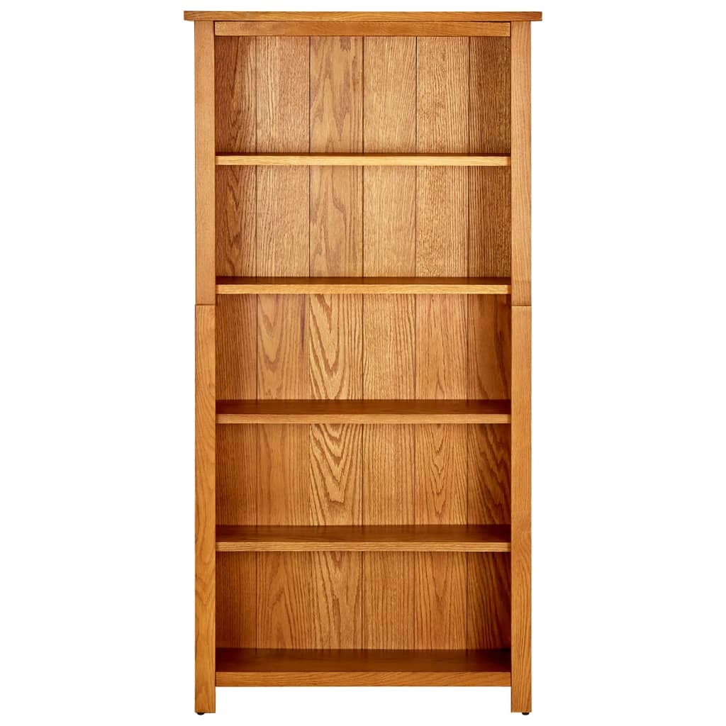Libreria a 5 Ripiani 70x22x140 cm in Legno Massello di Rovere