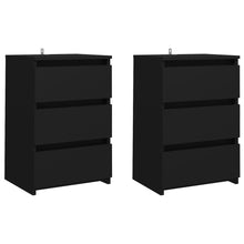 Load image into Gallery viewer, Comodini 2 pz Neri 40x35x62,5 cm in Legno Multistrato