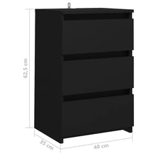 Load image into Gallery viewer, Comodini 2 pz Neri 40x35x62,5 cm in Legno Multistrato