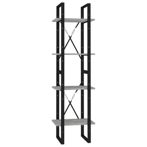 Libreria 4 Ripiani Grigio Cemento 40x30x140cm Legno Multistrato