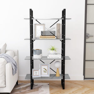Libreria 4 Ripiani Grigio Cemento 80x30x140cm Legno Multistrato