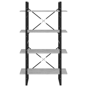 Libreria 4 Ripiani Grigio Cemento 80x30x140cm Legno Multistrato
