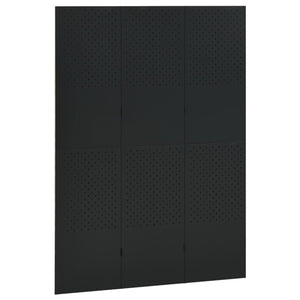 Separè 3 Pannelli Nero 120x180 cm in Acciaio